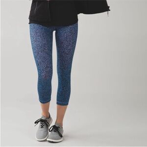 Lululemon Wunder Under Crop III Flashback Static Powder Pink Kayak Blue Sz 6